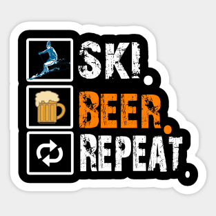 Funny Ski Beer Repeat Skiing & Skiers Sticker